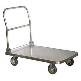 按尺寸加工定制304不锈钢平板手推车折叠四轮静音拉货车搬运车