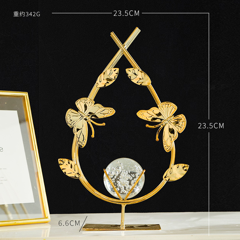 Líneas creativas de metal cristal bola decoración de nicho de alta calidad sala de estar dormitorio oficina decoración de escritorio