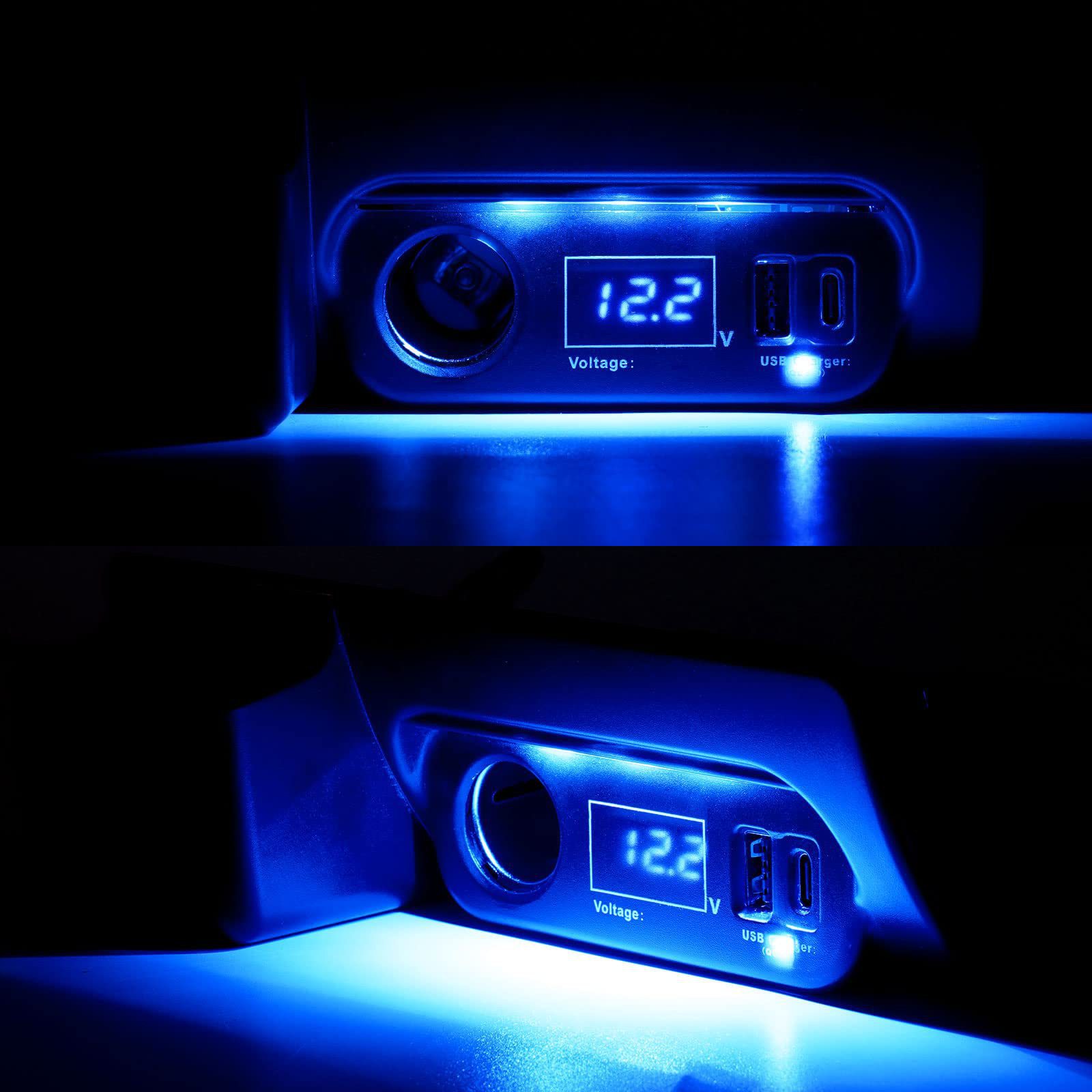 Suitable for Toyota Hiace 200 Series Models 1-8, Qc3.0 Type-C USB Extension with Additional Power Supply and Cigarette Lighter