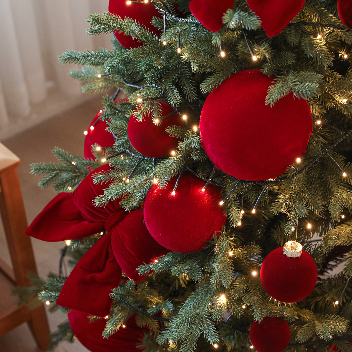 Nuevo vino rojo tela de flocado bola de Navidad árbol de Navidad decoración colgante bola colgante diseño de decoración image 2