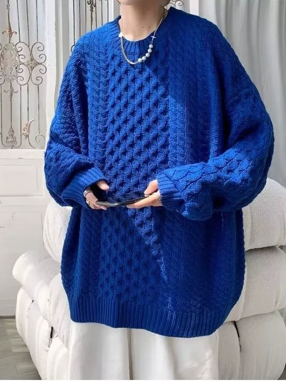 Цветной свитер, вязаный мужской джемпер