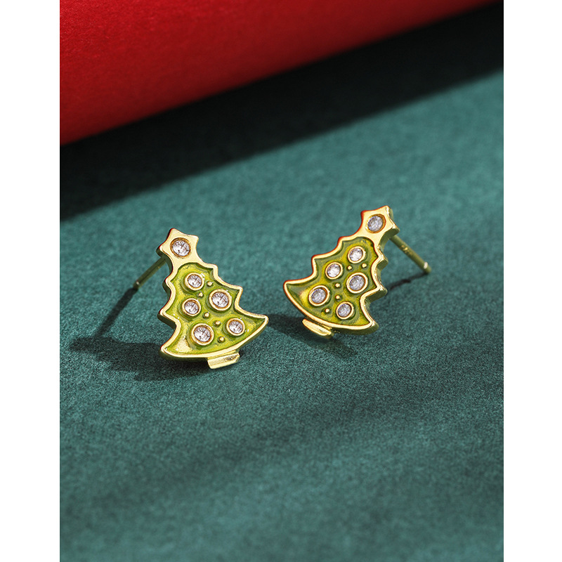 925 pendientes de plata esterlina de Navidad diseño de nicho femenino de gama alta 2023 nuevos pendientes populares pendientes de otoño e invierno