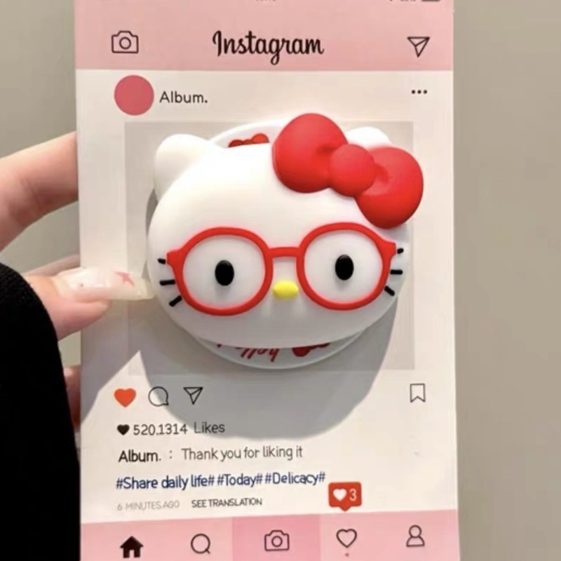 新款立体硅胶kitty猫适用MagSafe磁吸支架强吸附力可伸缩桌面气囊|undefined