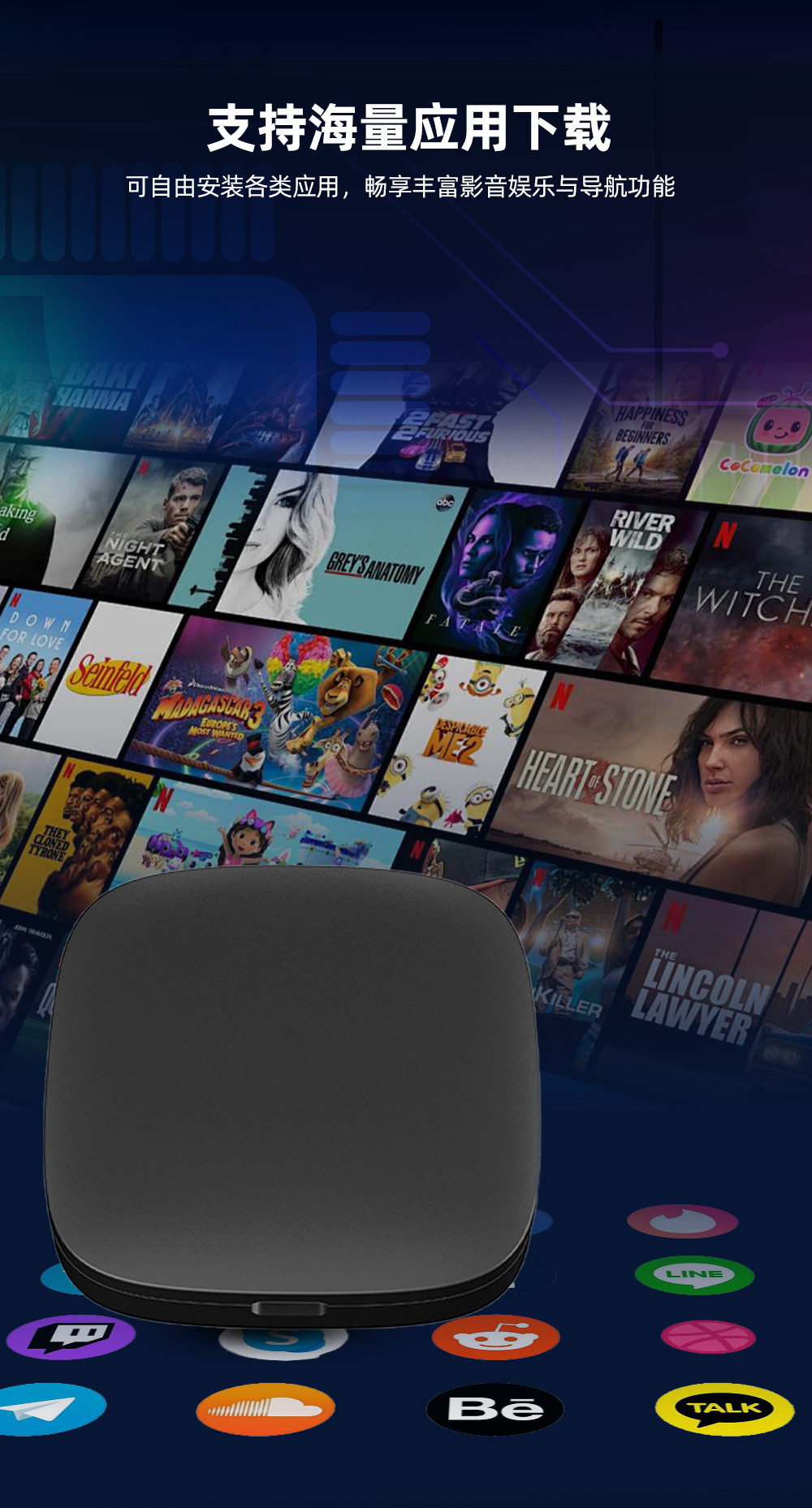 Wired Carplay to Wireless Android Smart Box with Dual Wifi, Youtube/Netflix Connectivity, Screen Mirroring, and Split Screen