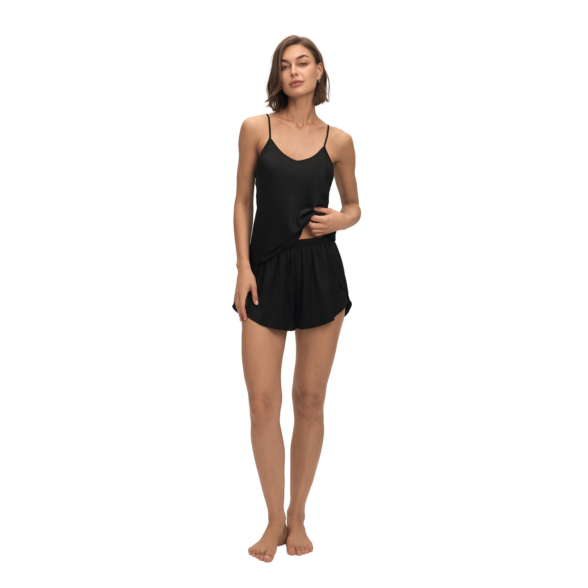 Europa y los Estados Unidos sexy satén de color sólido Chiffon string pantalones cortos para mujeres pijamas de verano ropa para el hogar TZ25930 image 5