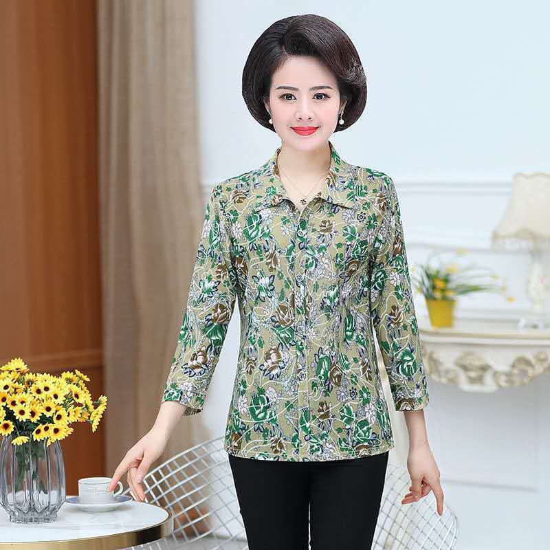 새로운 2022 중년 · 노인 여성 긴팔 셔츠 어머니 플러스 사이즈 중년 코트 40 ∼ 60 세 안감 장우홍