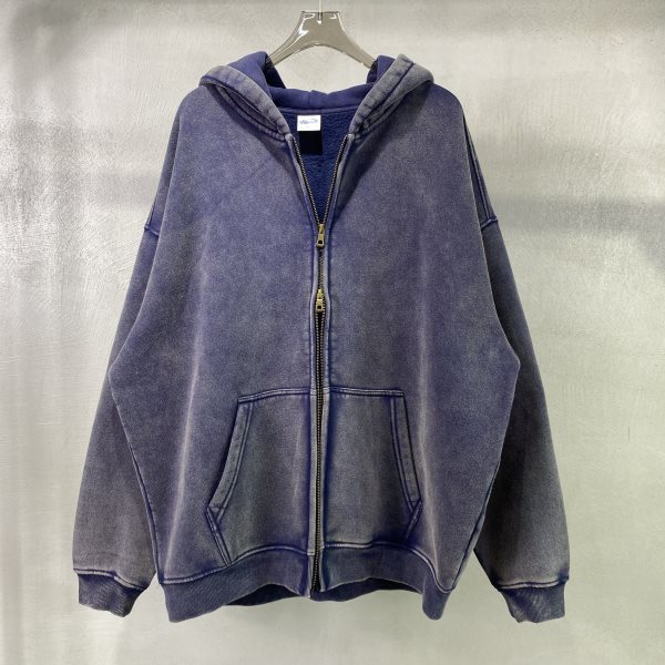 Herrenbekleidung High Street Retro Batik gewaschener alter Kapuzenpullover mit Reißverschluss Übergroßer loser Hoddies-Hoodie_voghion.com