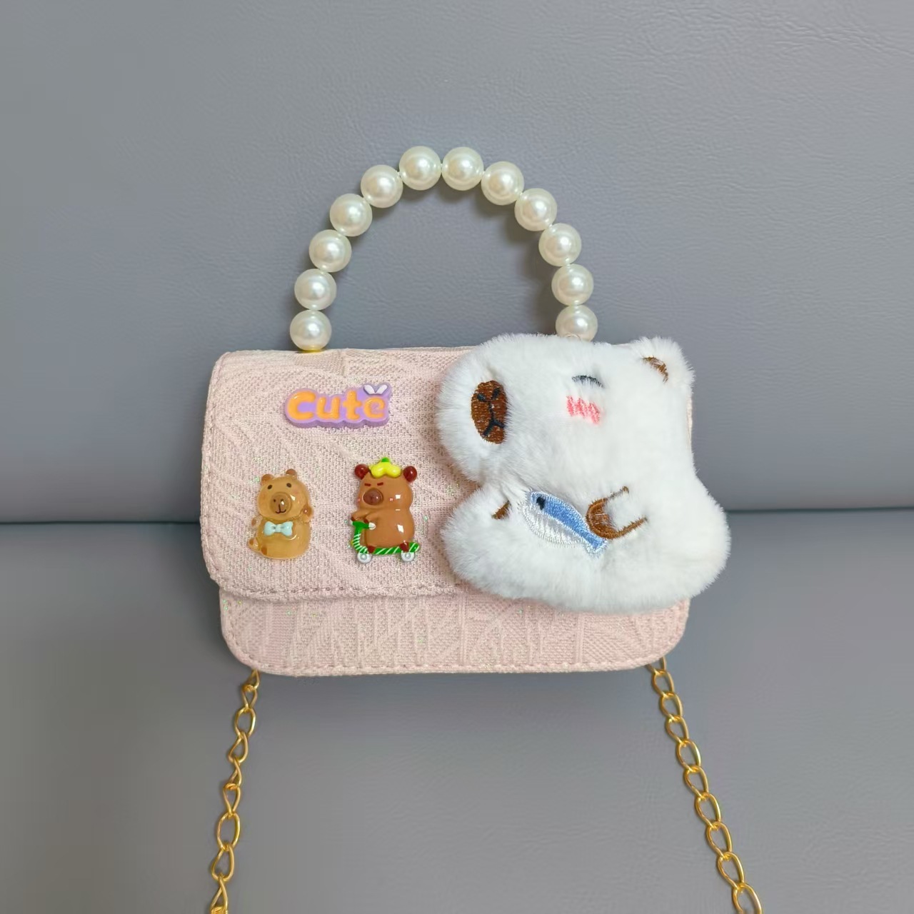 Bolsos infantiles princesa bolso de perlas bolso de Año Nuevo de niña bolso de hombro bolso de cadena bolso pequeño