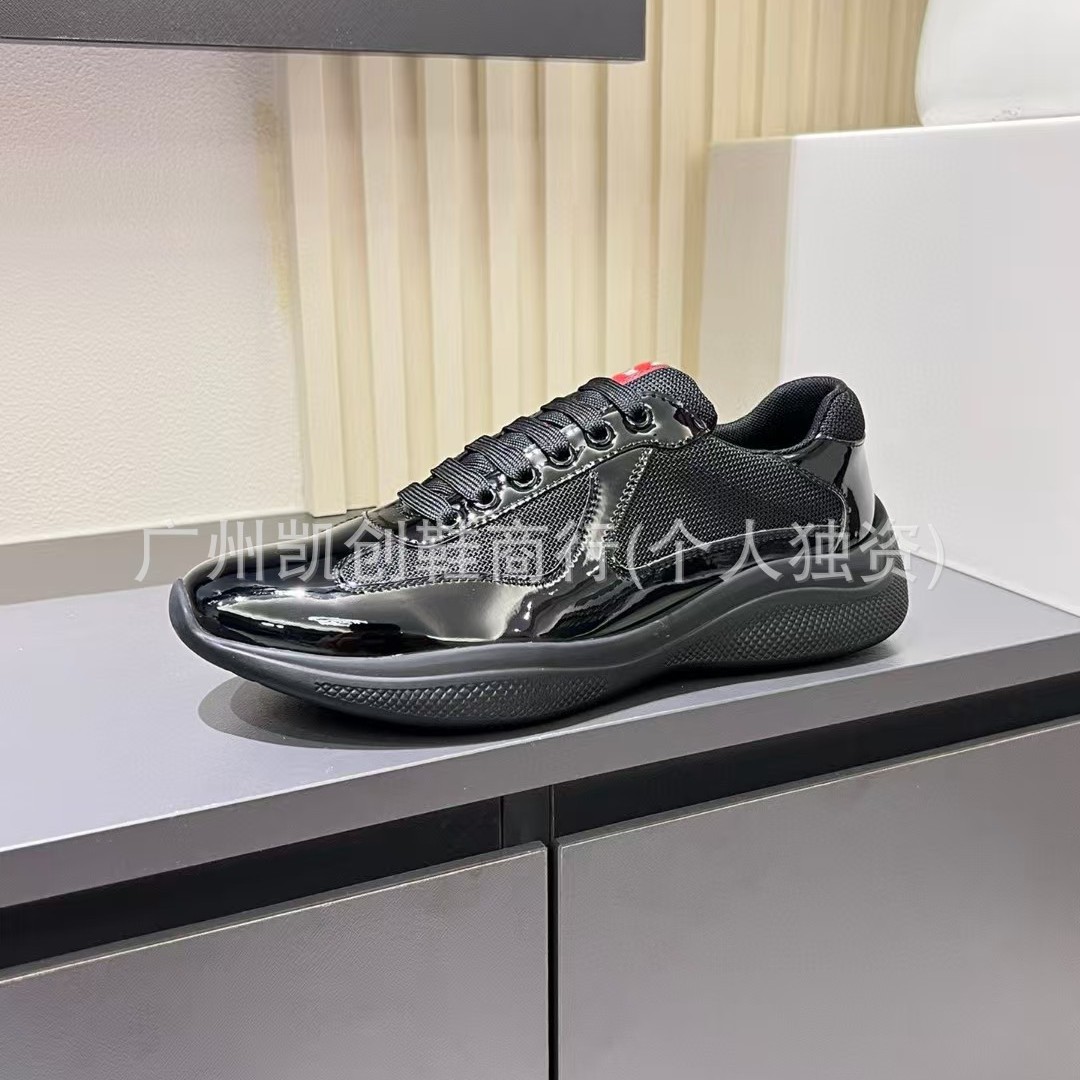 European Station Summer Mesh Breathable Casual Men's Shoes Top Layer Cowhide Patent Leather Flat All-match Lace-up Korean Style sneaker