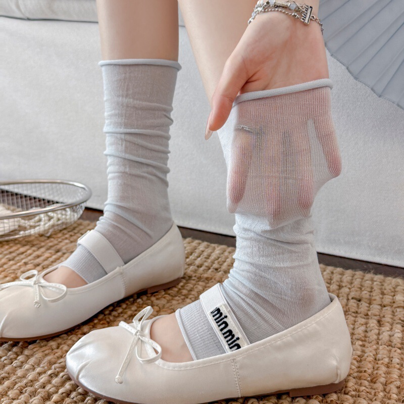 Spring and Summer Thin Sock Covers for Women, Solid Color Half-Foot Socks, Cool and Breathable Ballet-Style Thin Semi-Slipper Socks