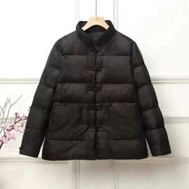 定制复古绣花羽绒服2025新品女士中国风鸭绒服轻薄盘扣休闲百搭保