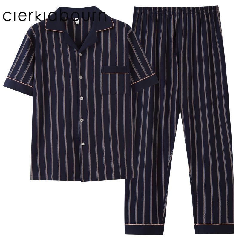 Pijamas para hombres verano 100 pantalones de mangas cortas para hombres verano delgado set de ropa de hogar de mediana edad 4XL