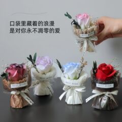 迷你小花束见面玫瑰成品生日礼物口袋永生花仿真花干花伴手礼装饰