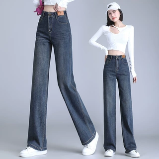 专柜同款窄版阔腿牛仔裤女2026新品宽松休闲显高显瘦女士直筒裤潮