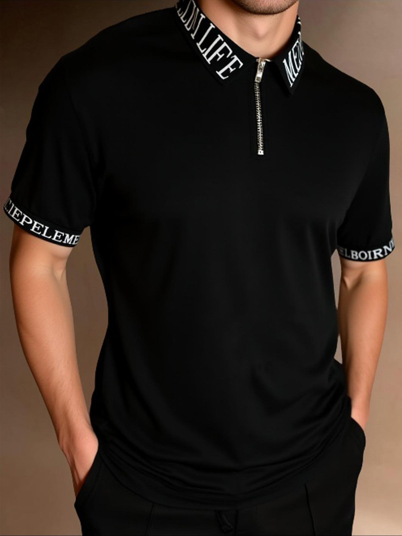 2026 comercio exterior de verano Europa y Estados Unidos ropa de hombre transfronteriza casual de manga corta con cremallera polo top temu25008