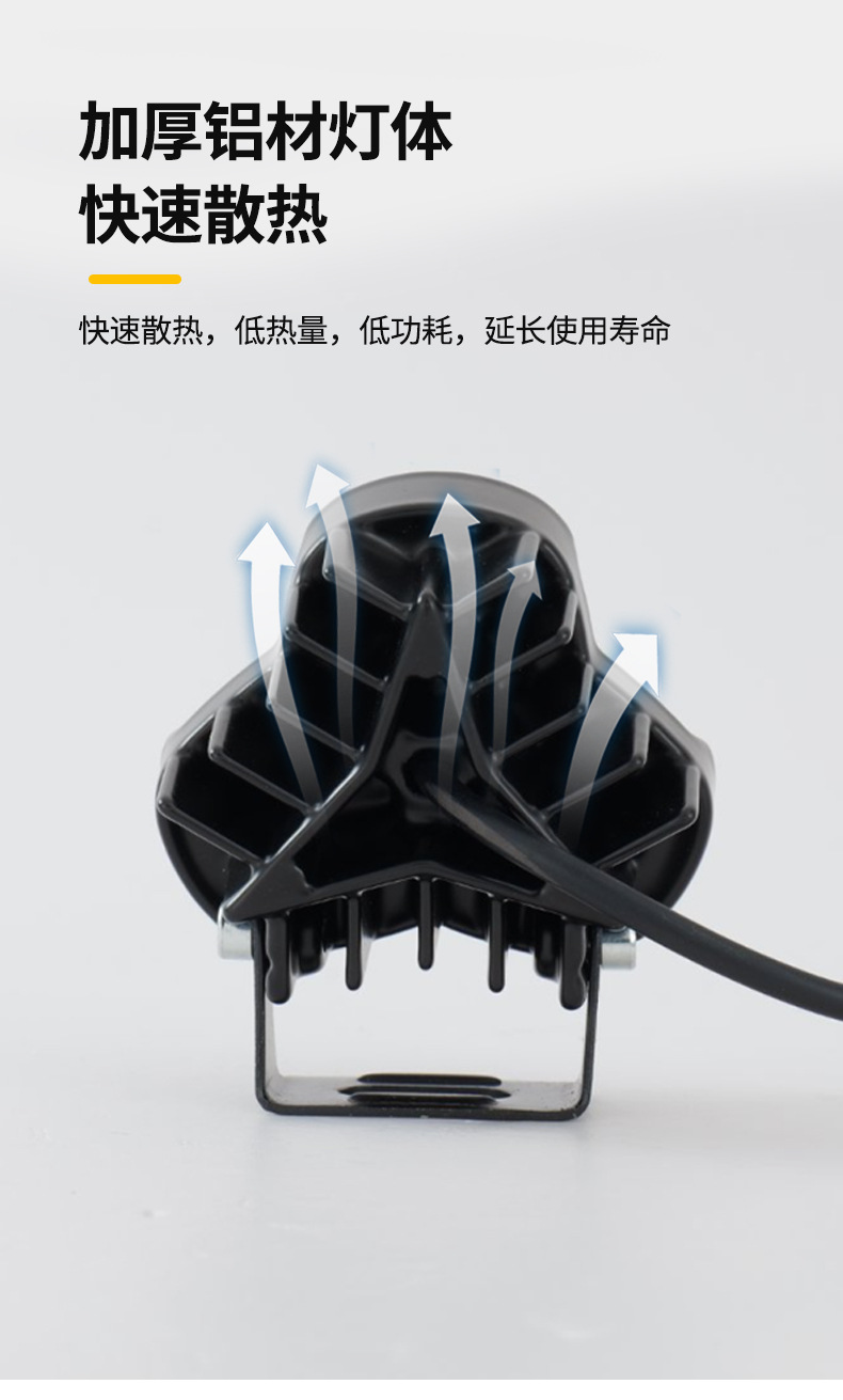 Cross-Border Motorcycle Spotlights, Strong Light Strobe Lights, Far and Near Yellow and White Light Headlights, Triangular Three-Eye Headlights for Electric Vehicles