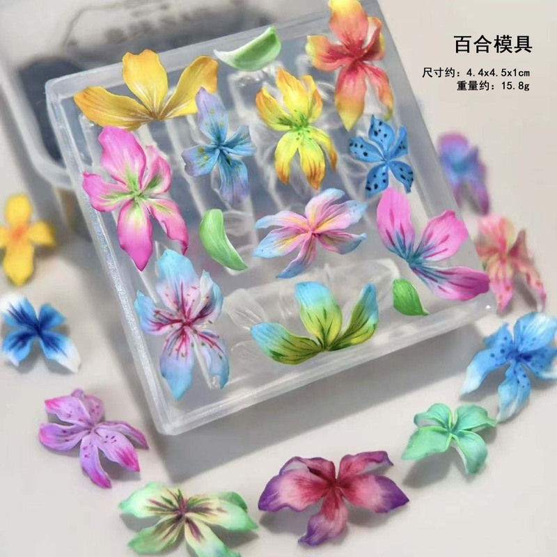 百合花流体冰花美甲硅胶模具立体国风花朵冰封蝴蝶雕花花工具批发|undefined