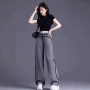 撞色高腰直筒显瘦牛仔裤