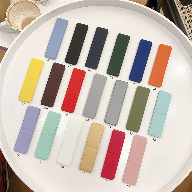 Cross-Border Desktop Folding Push-Pull Holder Mobile Phone Ring Buckle Simple Solid Color Back Sticker Mobile Phone Holder Creative Lazy Person