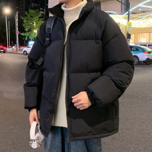 Foreign trade cross-border men's cotton-padded jacket coat 2024 winter new plus size couple men's solid color stand collar cardigan jacket