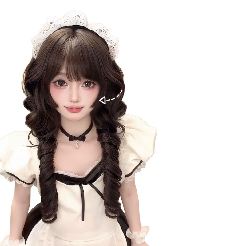 小熊奈奈假发女齐刘海长卷发少萝卷卷lolita可爱水母头整顶全头套|undefined