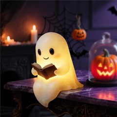 Ghost Reading Book Lamp 可爱鬼魂读书灯鬼魂阅读夜灯万圣节雕塑