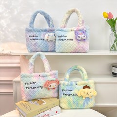 Sanrio Plush Toy Bag: Kuromi, Cinnamoroll Tie-Dye Cartoon Plush Bag, Makeup Tote, Storage Pouch