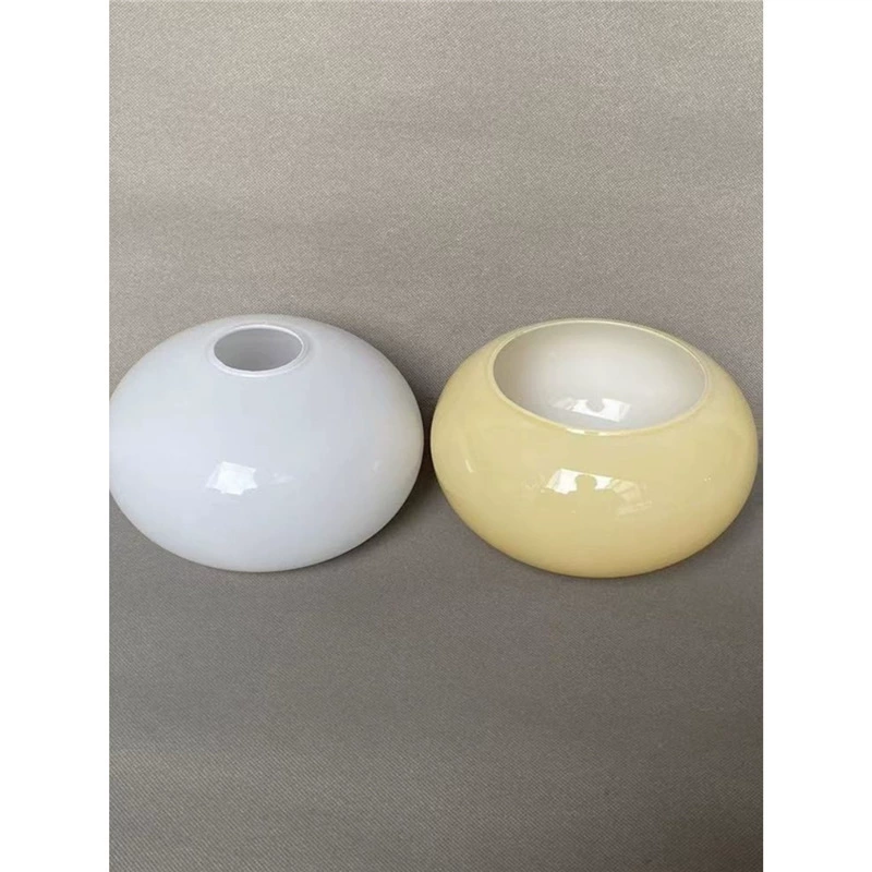 Люстра в кремовом стиле, желто-белый глянцевый абажур из стекла хурмы, корпус e27, держатель лампы с отверстием, настольная лампа, настенный светильник, стекло