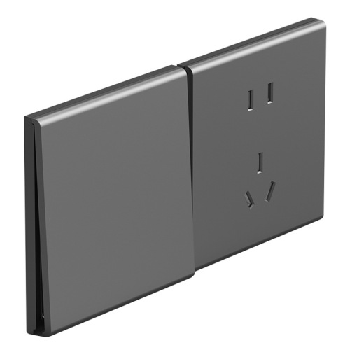 Wholesale skin-feel gray 86 type concealed two-three-plug five-hole socket large plate frosted single switch wall panel