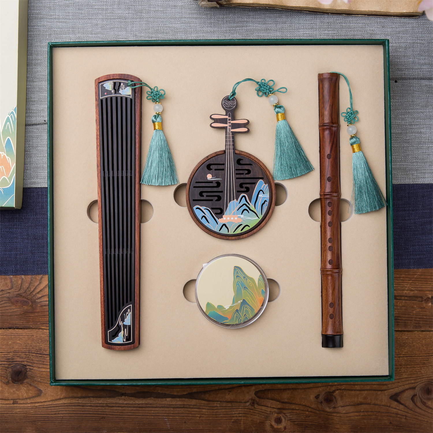 Wooden creative musical instrument incense burner wholesale Chinese style gift indoor household portable incense burner solid wood incense burner set