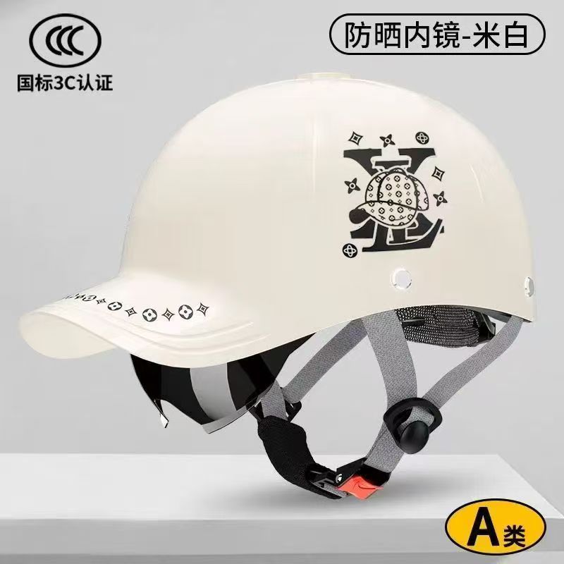 Suitable for Electric Vehicle and Motorcycle Helmet Certification, Winter and Summer Dual-Mirror Half Helmet, Riding Protective Safety Helmet