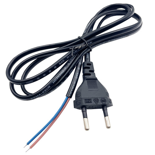 1.5m straight head small European standard power cord two cores stripped bare wire tinned two round plug wire bare wire tail power cord