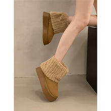 超火厚底短靴女冬季加绒加厚小个子堆堆靴2025新款保暖毛毛雪地靴