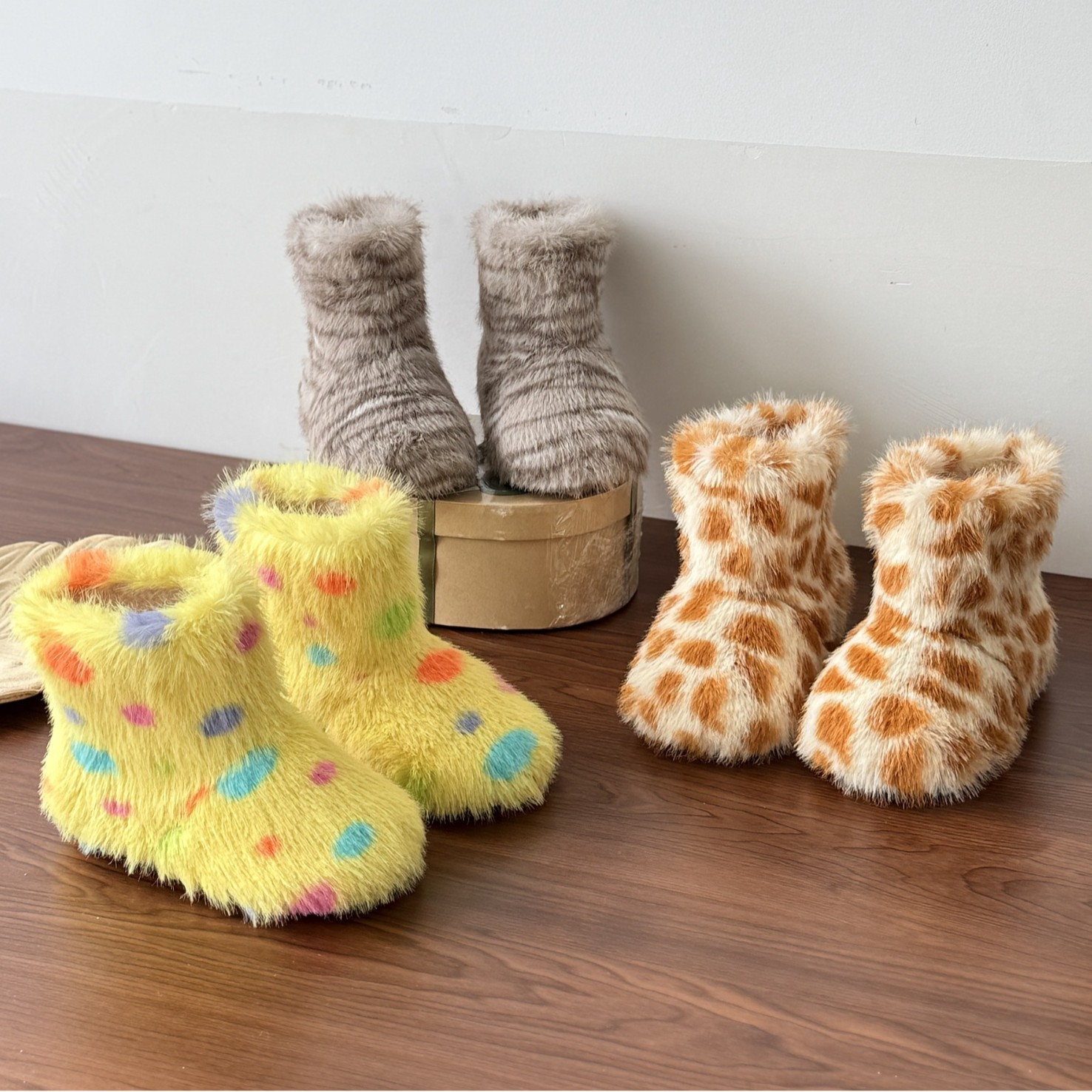 Children's Furry Boots 2025 Autumn and Winter New Cute Plush Warm Girls Mid-Calf Boots Korean Style Baby Snow Boots