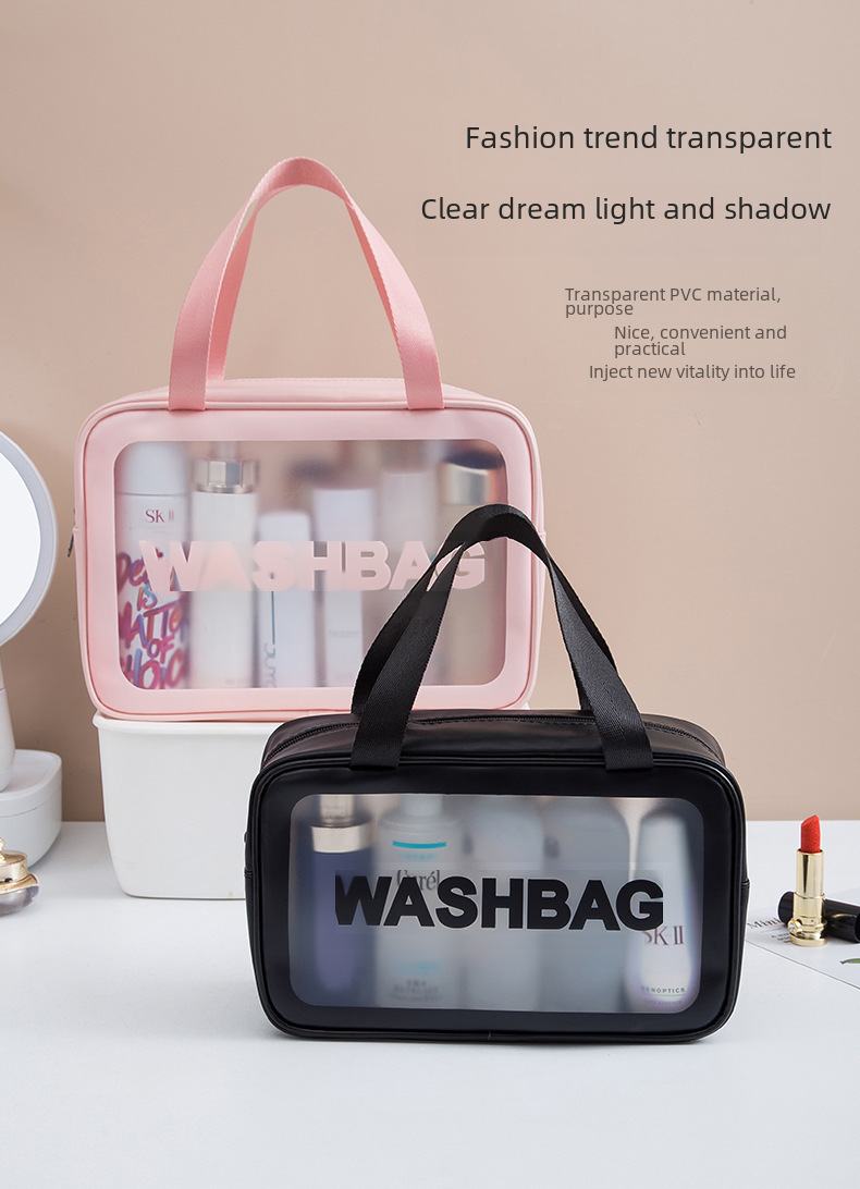 PU frosted waterproof cosmetic bag large capacity high-looking portable cosmetic storage bag wash swimming bag