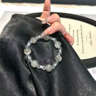 【黑发晶】水晶手串手链手饰手链串珠 天然水晶 施家水钻