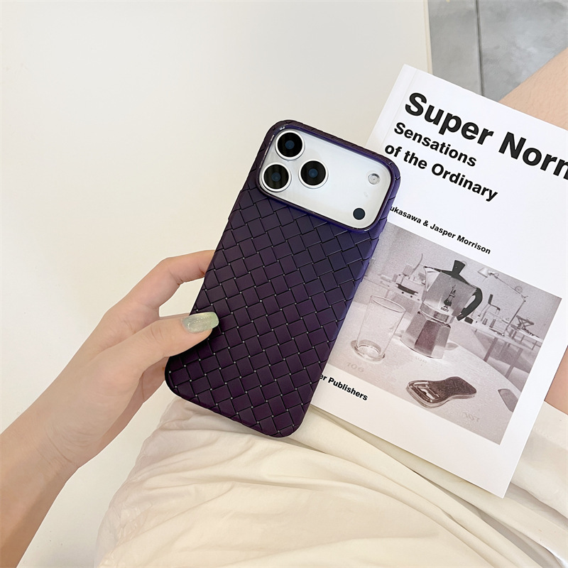 简约复古编织纹纯色苹果17PROMAX适用iPhone16/15手机壳14防摔13p|undefined