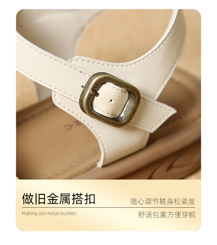 Dép sandal xỏ ngón nữ đế bệt phong cách La Mã — AF206F màu đen chi tiết 12