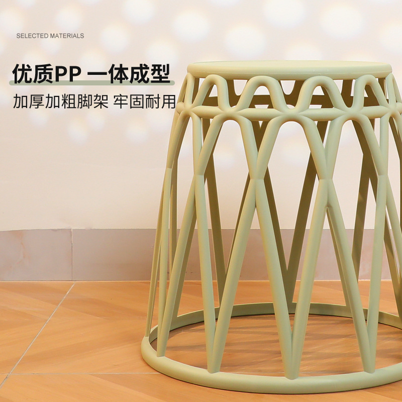 Moderno minimalista nórdico redondo taburete engrosada silla hogar adulto ocio silla de plástico respaldo taburete ligero apilamiento