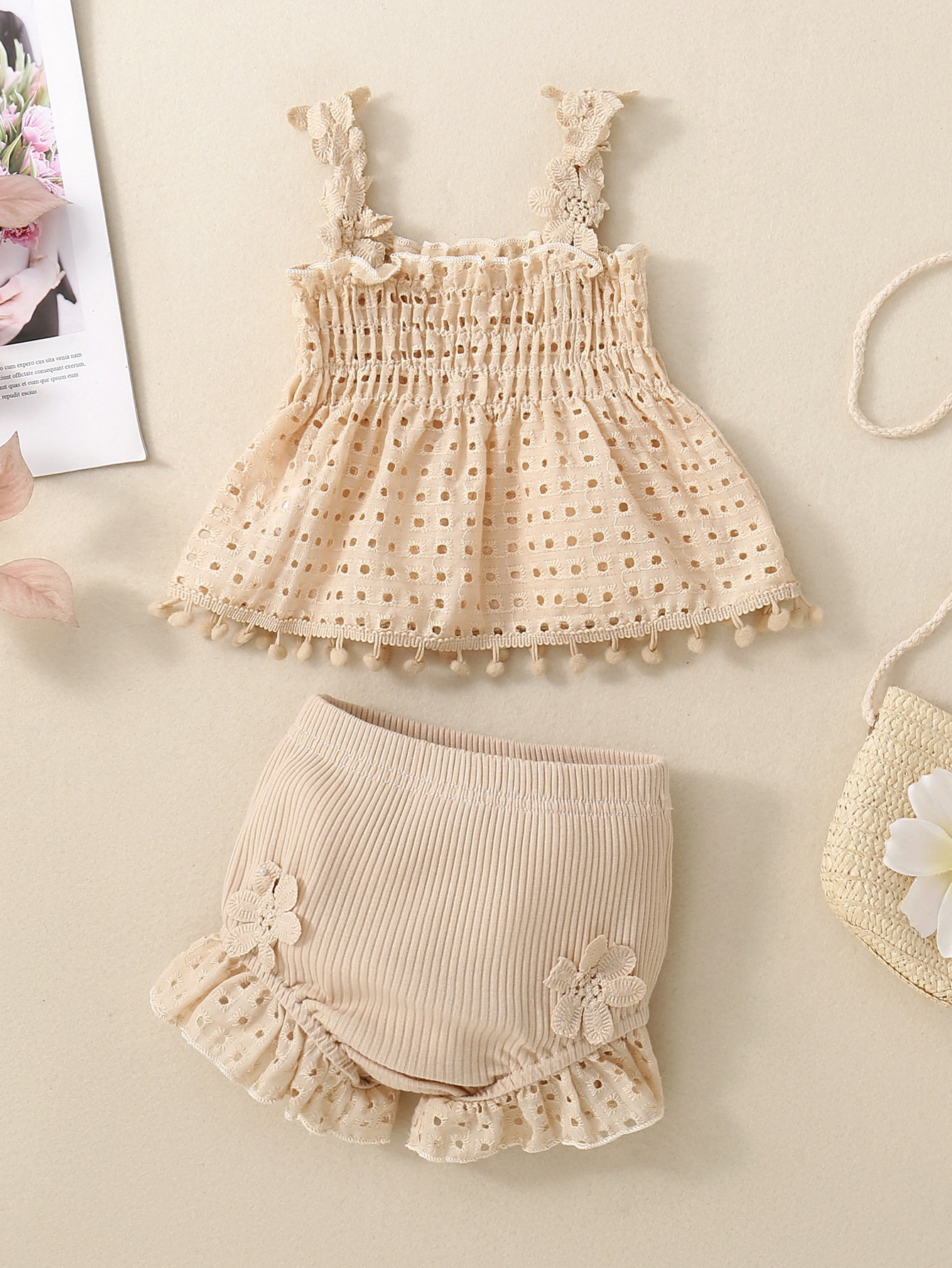Solid Color Pattern Classic Style Solid Color Cotton Girls Clothing Sets
