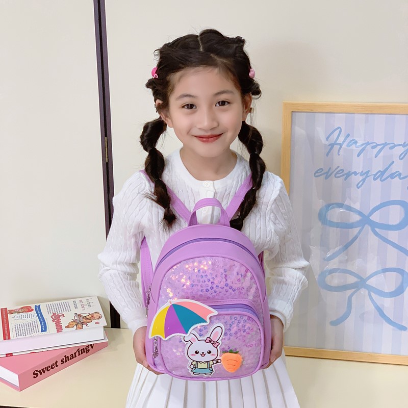 Mochila de moda coreana de sequillas para niños y niñas, jardín de infantes, mochila para bebés, mochila para niños conejitos lindos
