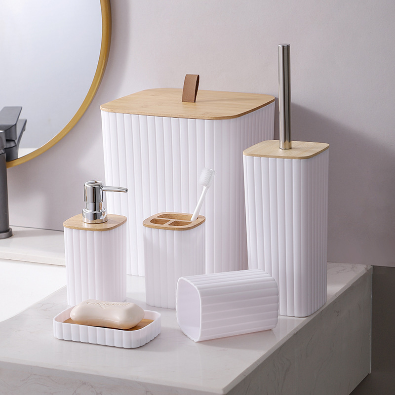 2024 nuevos productos transfronterizos nórdicos residencias set de cepillo de inodoro almacenamiento de inodoro suministros de hotel emulsión de bambú baño