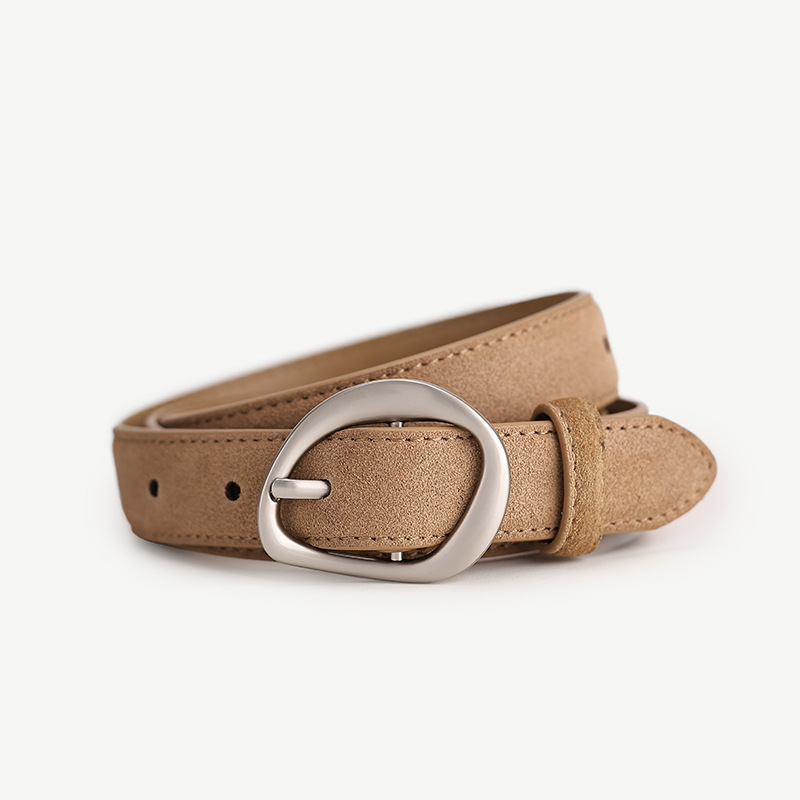 Suede brown silver buckle
