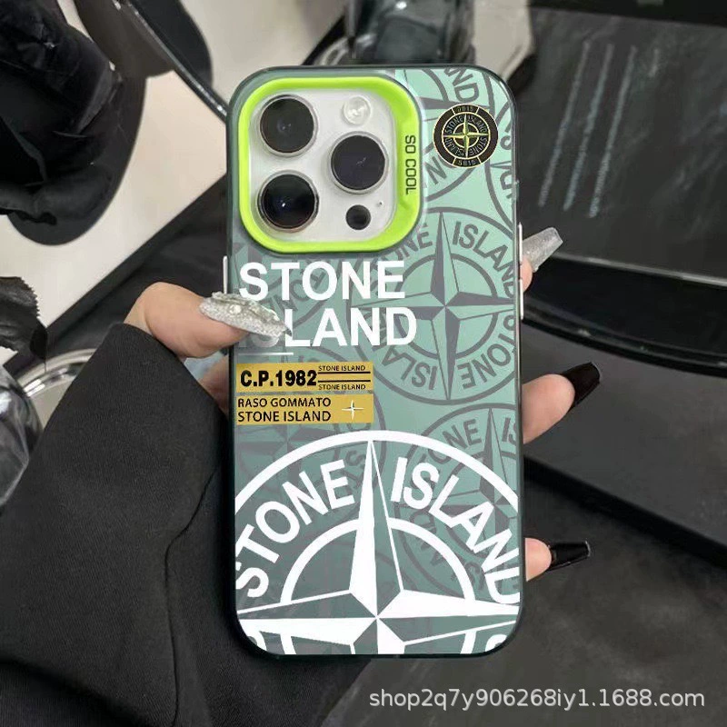 Кейс для Stones Island совместимый с Apple 15, цвет серебристый iPhone14pro, креативный 13/11promax, матовый 16, защитный чехол