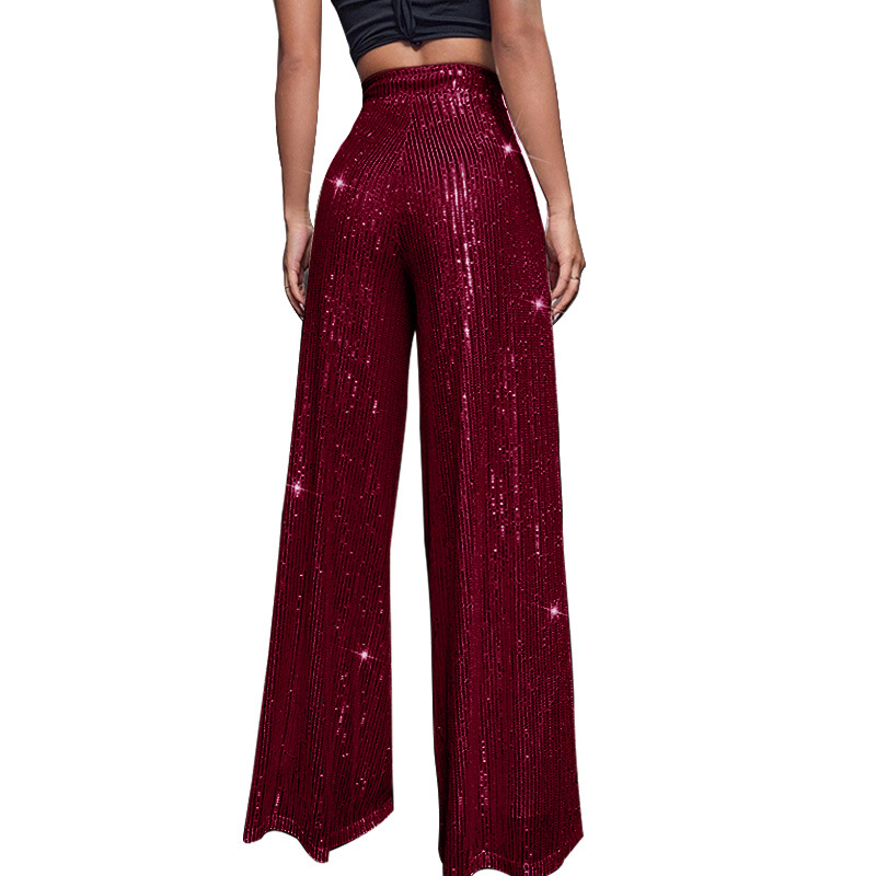 Women's Party Street Fashion Solid Color Full Length Sequins Casual Pants display picture 31