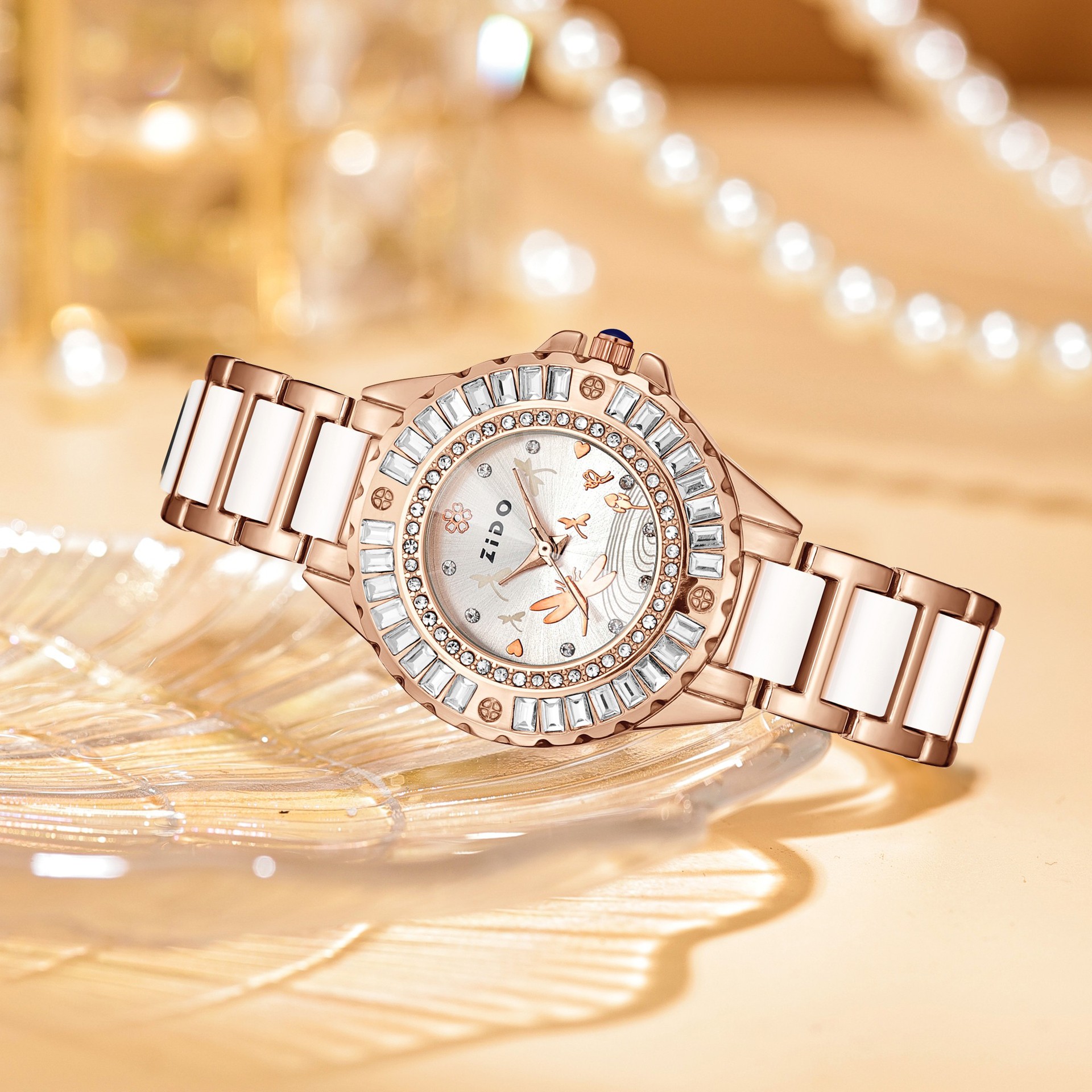Elegant Women's Quartz Watch With Starry Sky & Diamond Accents_voghion.com