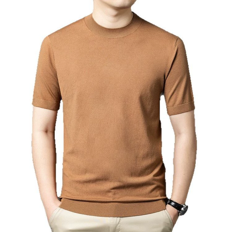 Demi-season woolen sweater, fashionable universal base shirt, high collar, with sleeve