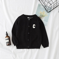 2022 Girls' Knitted Sweater Cardigan Small Jacket New Korean Style Spring and Autumn Internet Celebrity Fashionable C Letter Thin Cardigan