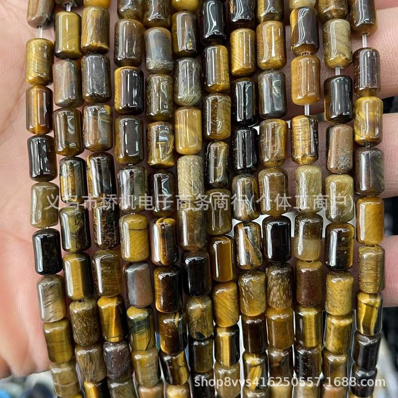 水晶原石6×10mm圆柱天然虎石粉晶DIY饰品配件跨境直播热卖|undefined