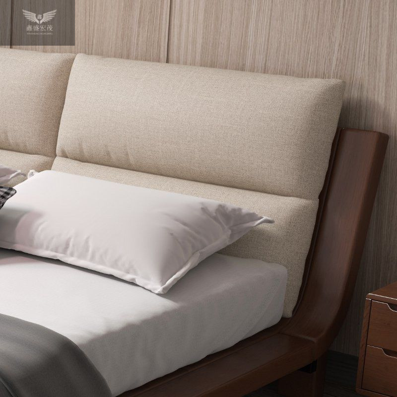 Cama de madera maciza nórdica, paquete suave, apartamento pequeño, cama de tatami moderna y sencilla, dormitorio principal, cama doble de 1,5 m